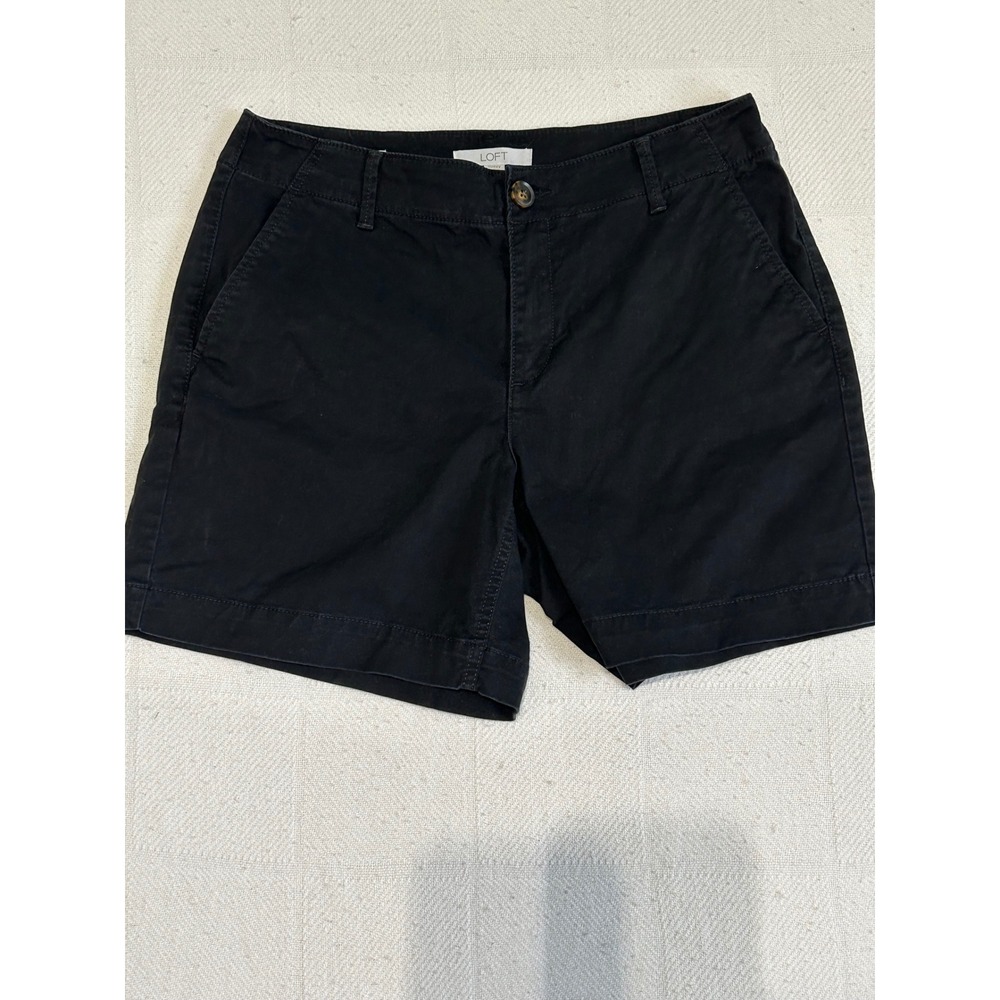 Loft Monroe 6 Inch Shorts Womens 6 Curvy Black Chino Cotton Twill Casual Summer